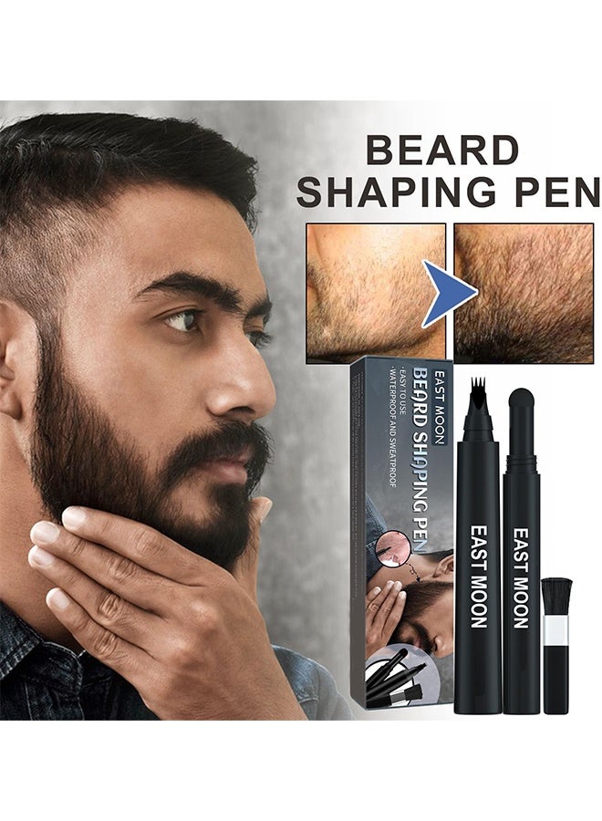 East Moon Beard Shaping Pen, Three-In-One Beard Filler Pen, Beard Powder And Beard Brush, Waterproof And Sweat-Proof Long-Lasting Coverage, With 4 Tip Beard Filling Pen For Men, Pencil For Natural Looking Beard Shape - Image 2